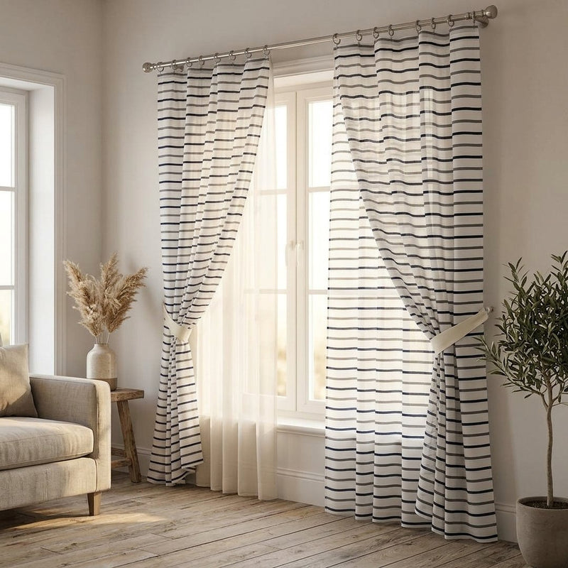 Silk Drukowany Szare Paski – lekkie firany z tej tkaniny