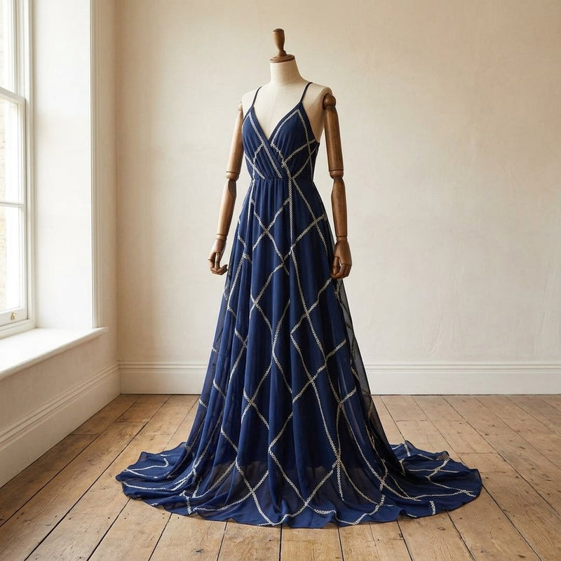 Silk Drukowany Wzory Geometryczne – sukienka maxi letnia z tej tkaniny