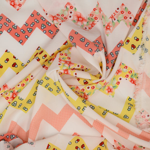Silk Drukowany Żółty Zygzak - Textil World