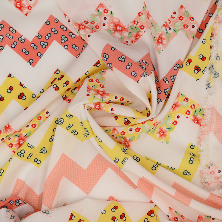 Silk Drukowany Żółty Zygzak - Textil World