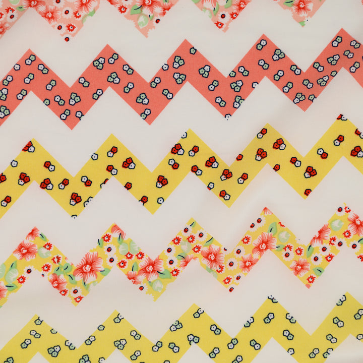 Silk Drukowany Żółty Zygzak - Textil World