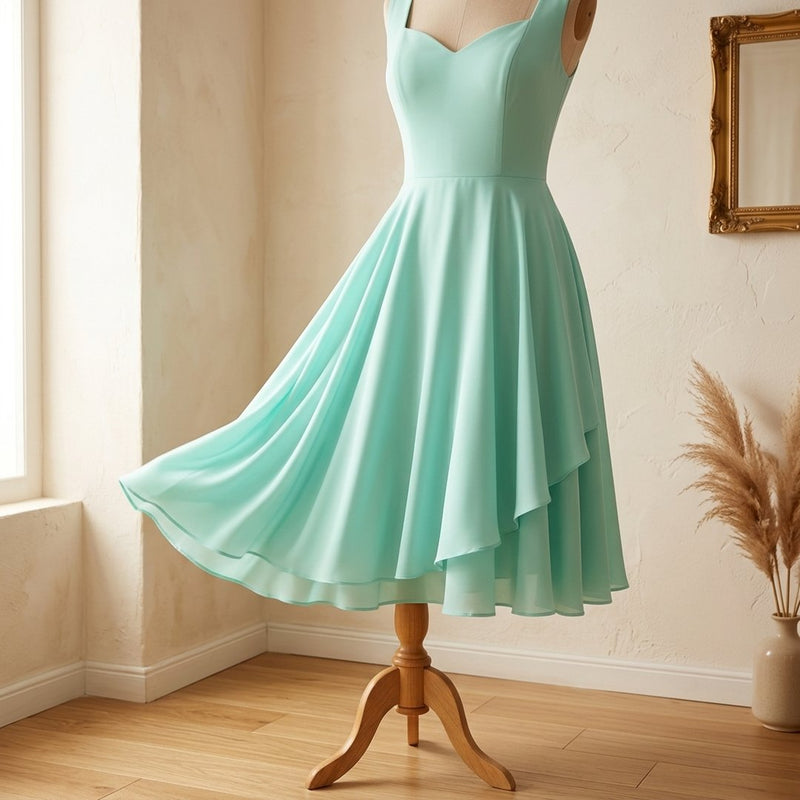 Silk Miętowy – sukienka koktajlowa z tej tkaniny