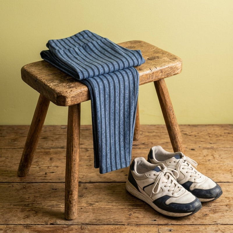 Swetrowka Paski Jasno Niebieska – legginsy z tej tkaniny