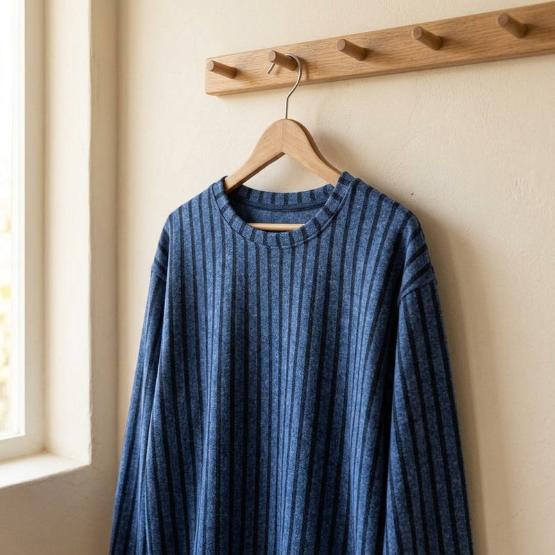 Swetrowka Paski Niebieska – bluza dresowa z tej tkaniny