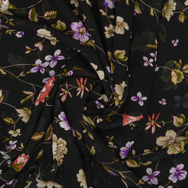 Szyfon Drukowany Nocne Kwiaty - Textil World