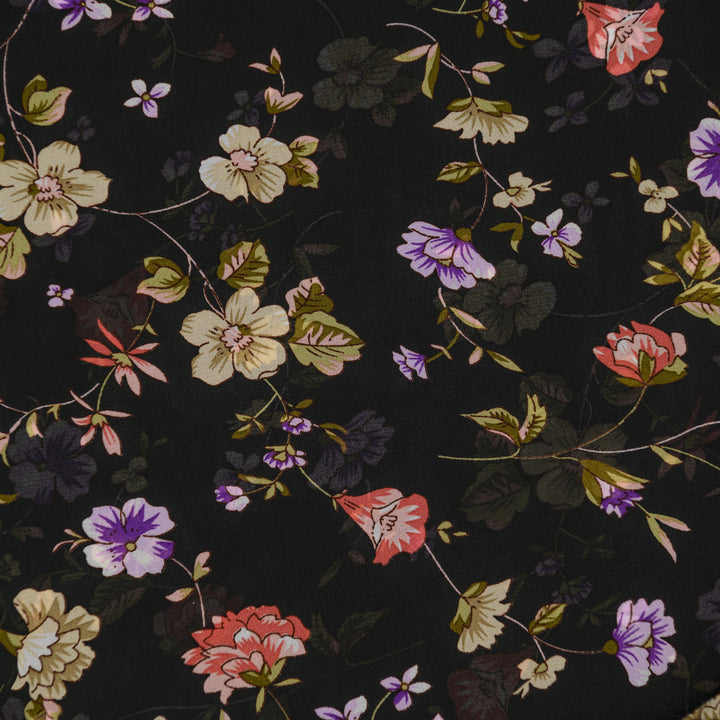 Szyfon Drukowany Nocne Kwiaty - Textil World