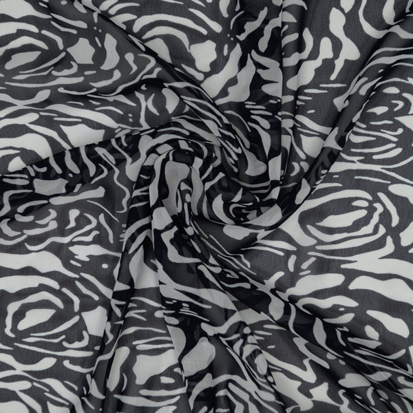 Szyfon Drukowany Szare Róże - Textil World