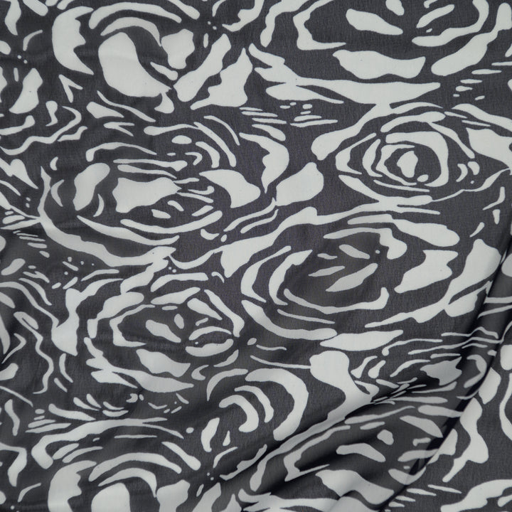 Szyfon Drukowany Szare Róże - Textil World