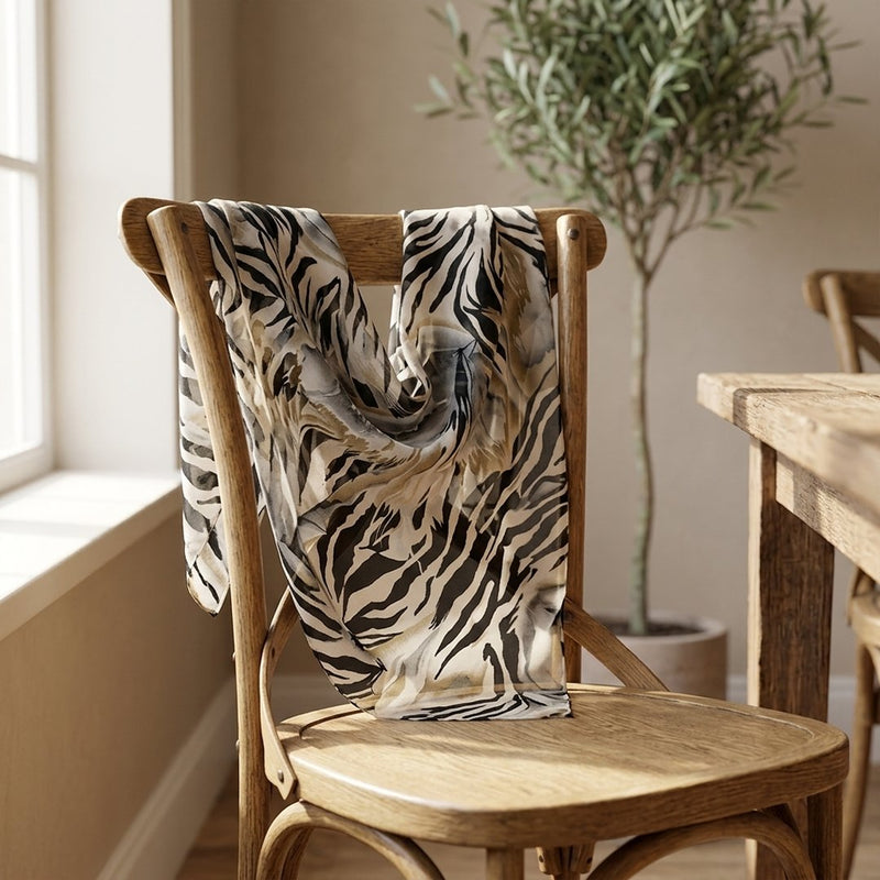 Szyfon Drukowany Zebra – apaszka chusta z tej tkaniny