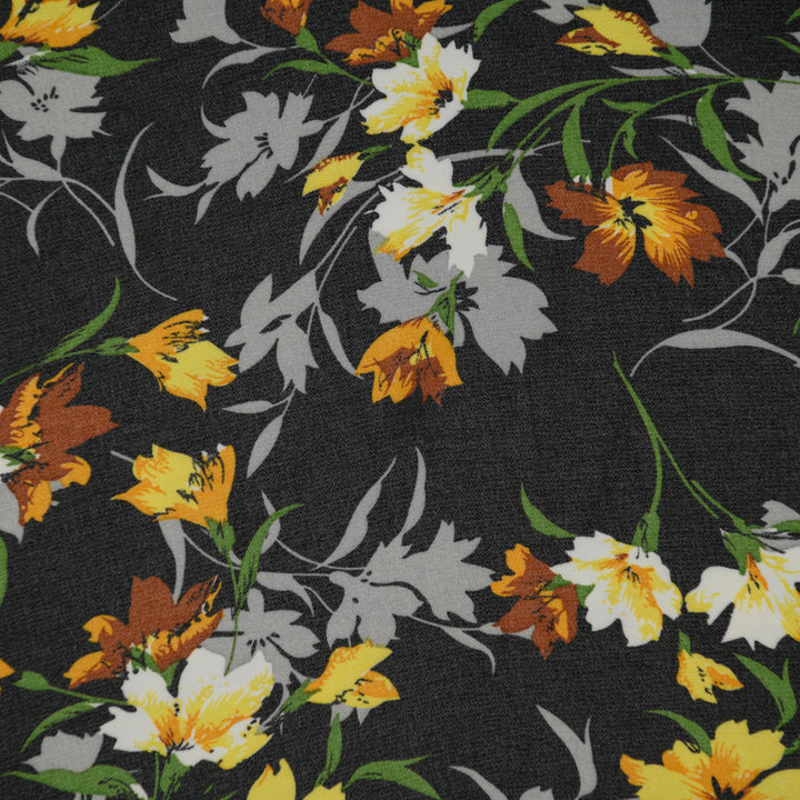 Szyfon Drukowany Złote Kwiaty - Textil World