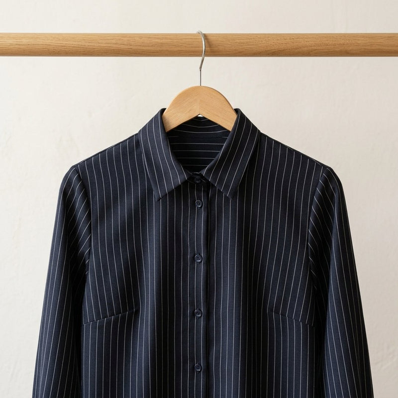Tencel Paski Granat – koszula damska z tej tkaniny