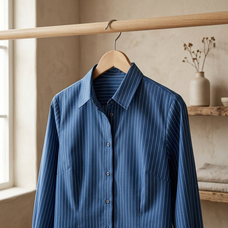 Tencel Paski Kobalt – koszula damska z tej tkaniny