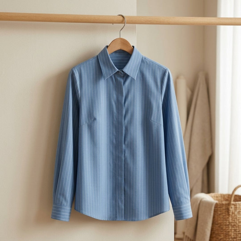 Tencel Paski Lazur – koszula damska z tej tkaniny