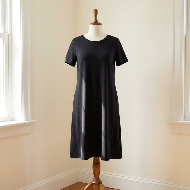 Tencel Pianka Czarna – sukienka codzienna z tej tkaniny