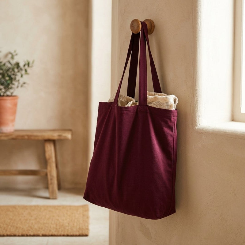 Tencel Pianka Bordowa – torba na zakupy z tej tkaniny