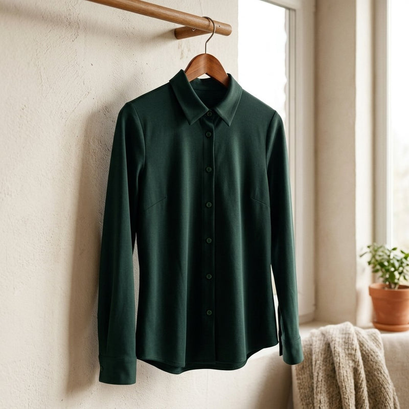 Tencel Pianka Butelkowa Zieleń – koszula damska z tej tkaniny