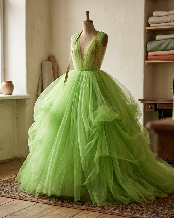 Tiul Neon Green - Suknia balowa