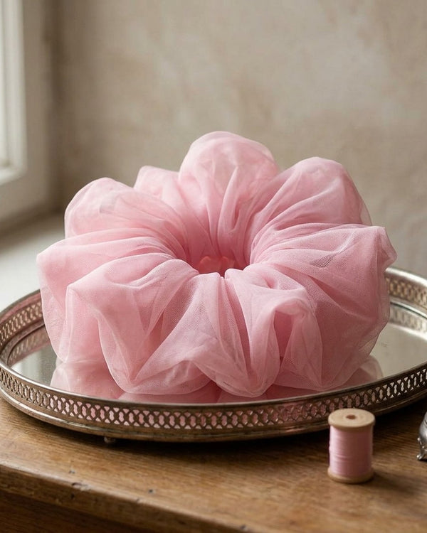 Tiul Pudrowy Róż - Scrunchie tiulowy