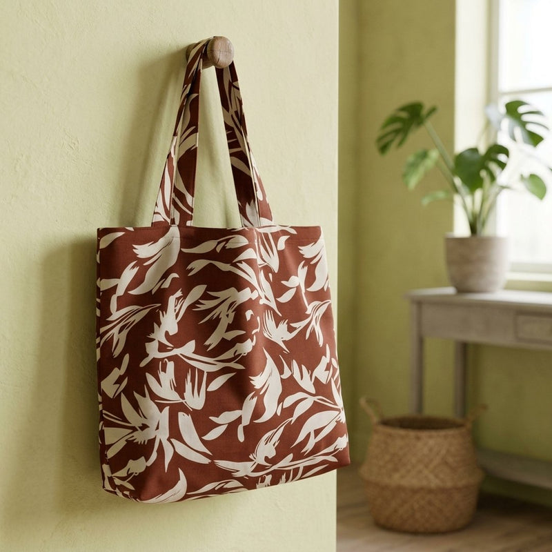 Wiskoza Drukowana Cacao Silhouette – torba na zakupy z tej tkaniny