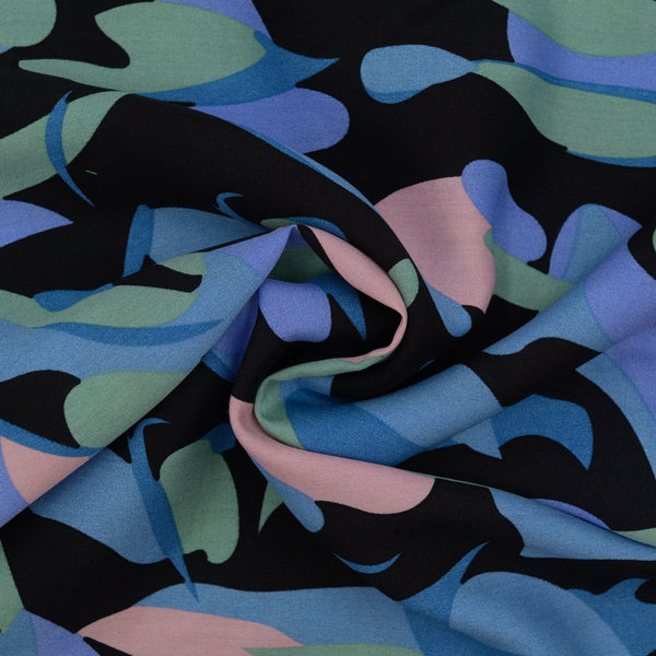 Wiskoza Drukowana Czarna Abstrakcja - Textil World