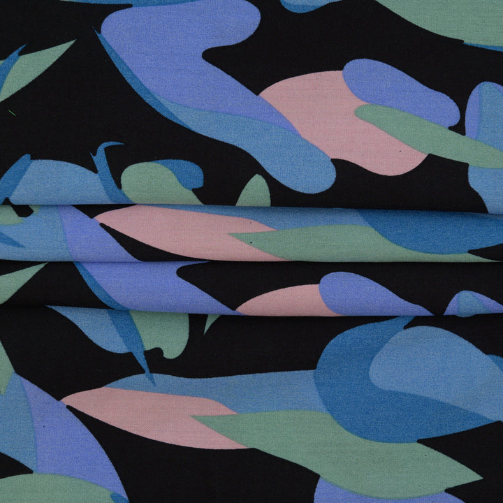 Wiskoza Drukowana Czarna Abstrakcja - Textil World