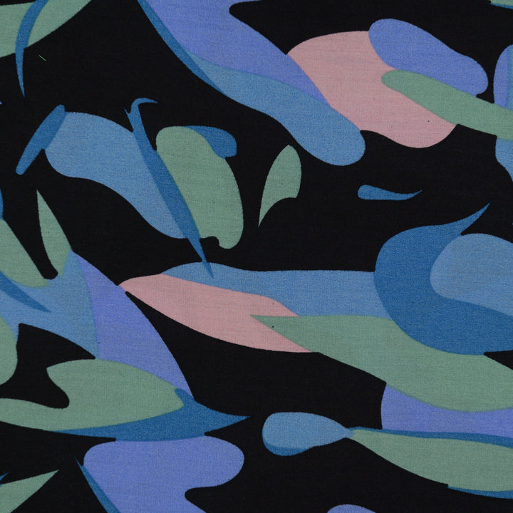 Wiskoza Drukowana Czarna Abstrakcja - Textil World