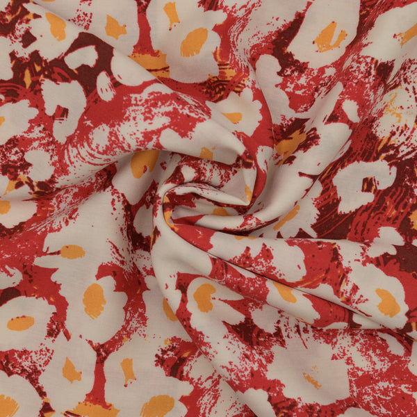 Wiskoza Drukowana Czerwona Florystyczna Esencja - Textil World