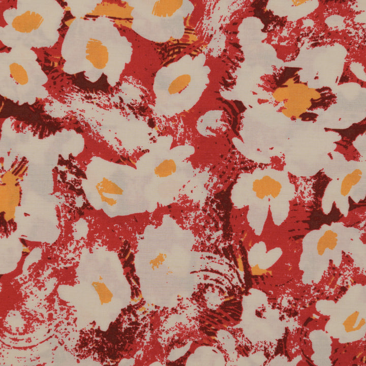 Wiskoza Drukowana Czerwona Florystyczna Esencja - Textil World