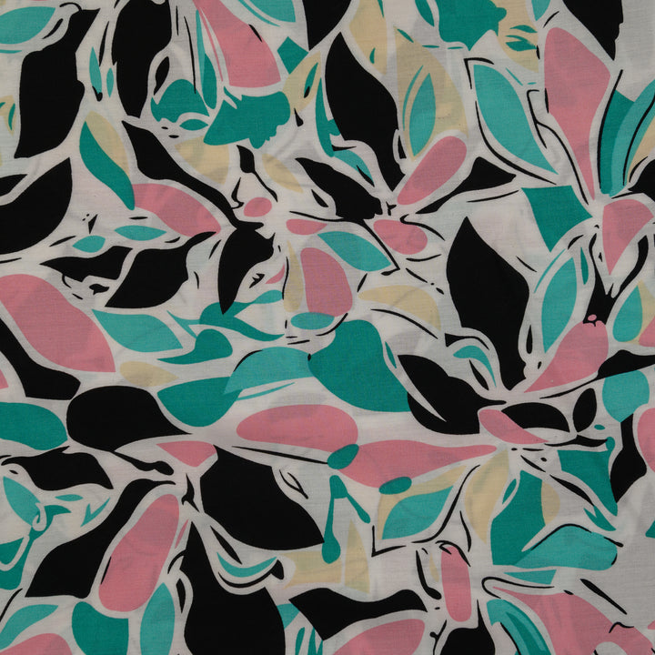 Wiskoza Drukowana Geometryczne Liście Pastelowe - Textil World