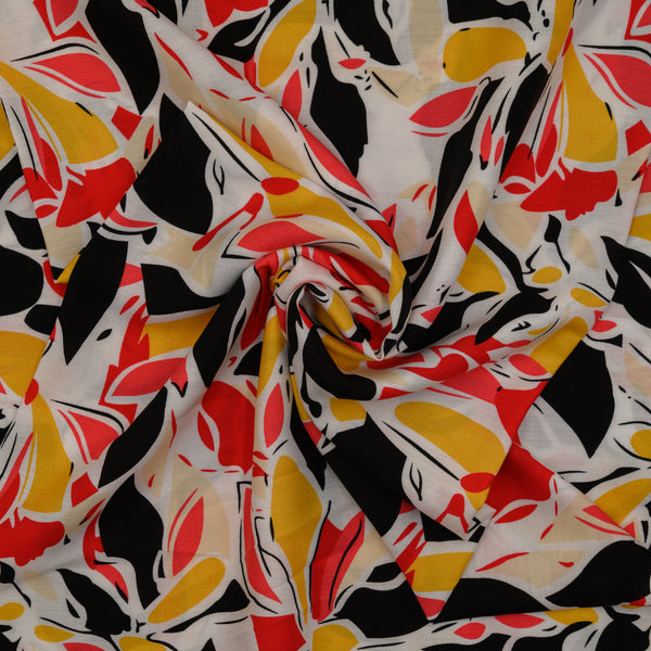Wiskoza Drukowana Geometryczne Liście Tropikalne - Textil World