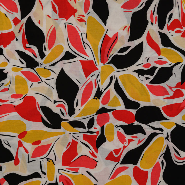 Wiskoza Drukowana Geometryczne Liście Tropikalne - Textil World