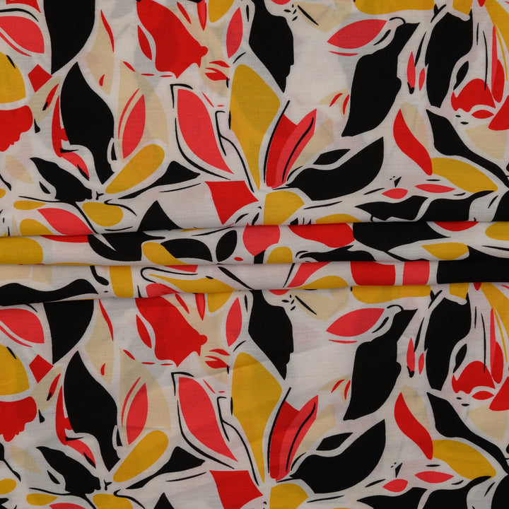 Wiskoza Drukowana Geometryczne Liście Tropikalne - Textil World