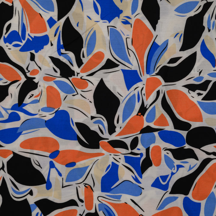 Wiskoza Drukowana Geometryczne Liście w Stylu Pop-Art - Textil World