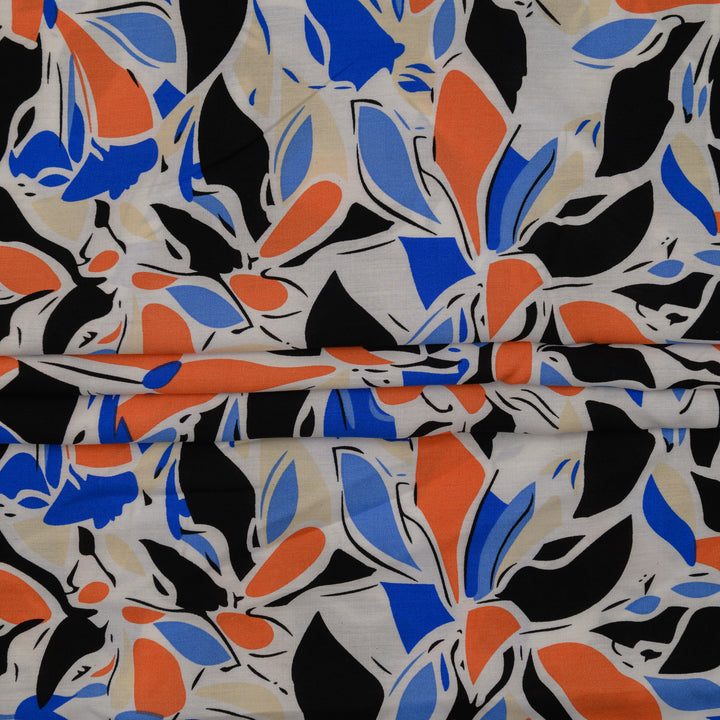 Wiskoza Drukowana Geometryczne Liście w Stylu Pop-Art - Textil World