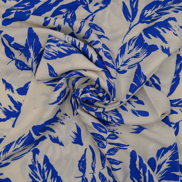 Wiskoza Drukowana Kobaltowa Dżungla Elegancji - Textil World