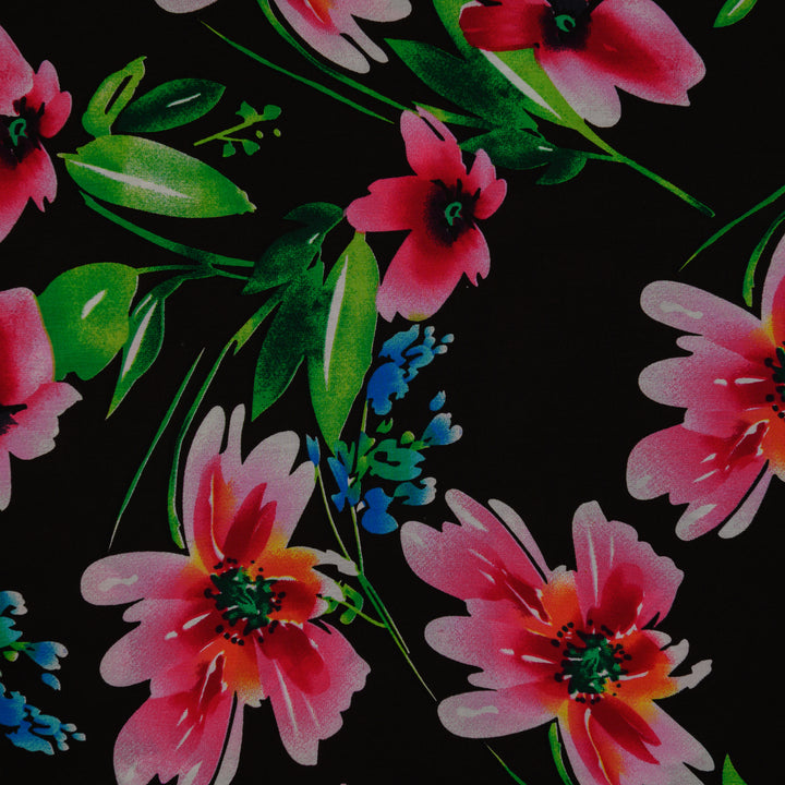 Wiskoza Drukowana Kwiatowy Blask Nocy - Textil World