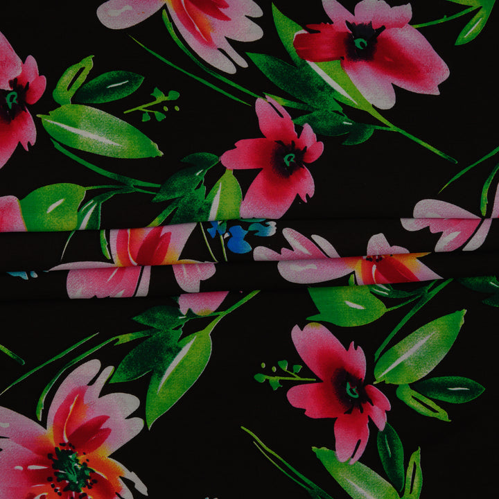 Wiskoza Drukowana Kwiatowy Blask Nocy - Textil World