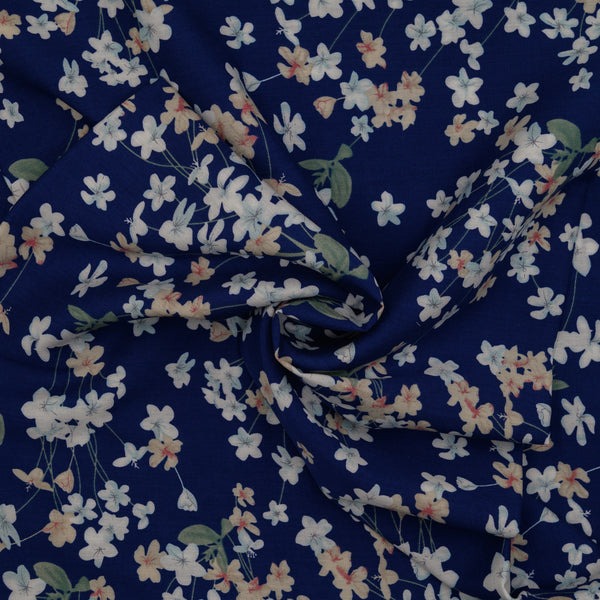 Wiskoza Drukowana Kwiatowy Wianek na Granacie - Textil World