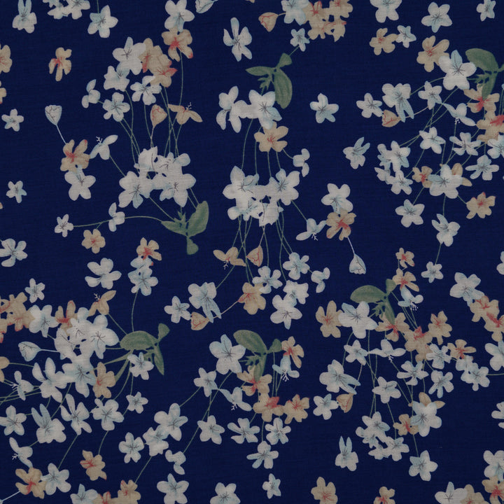 Wiskoza Drukowana Kwiatowy Wianek na Granacie - Textil World