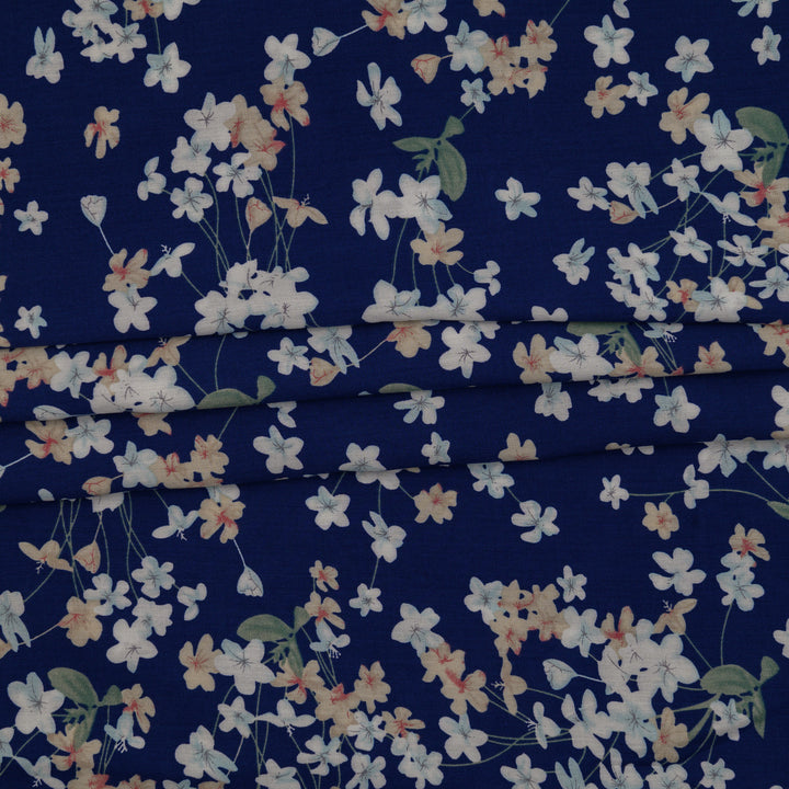 Wiskoza Drukowana Kwiatowy Wianek na Granacie - Textil World