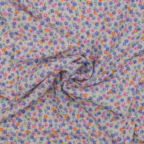 Wiskoza Drukowana Lawendowy Raj na Białym Tle - Textil World
