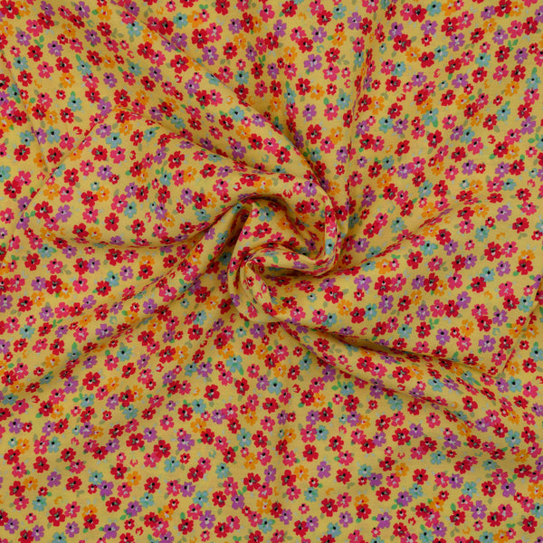 Wiskoza Drukowana Letnia Łąka na Żółtym Tle - Textil World