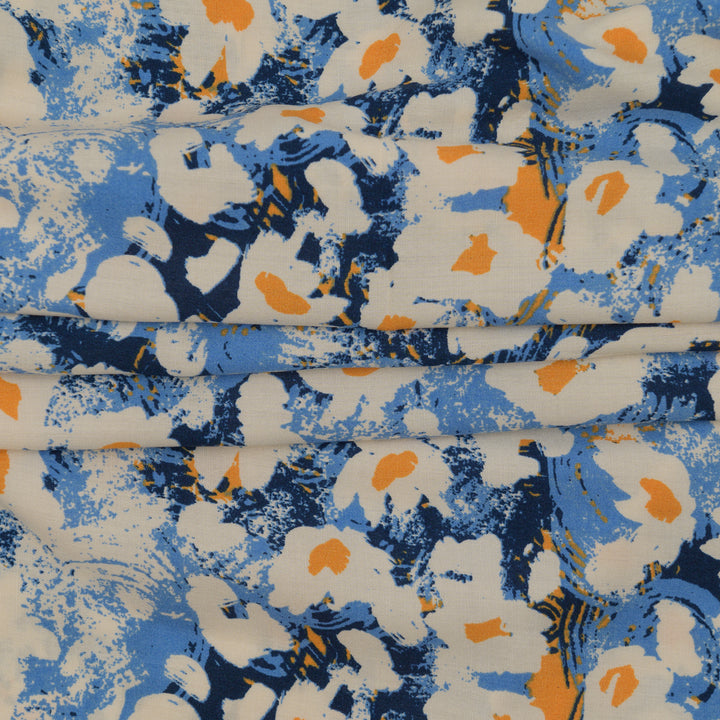 Wiskoza Drukowana Niebieska Florystyczna Esencja - Textil World