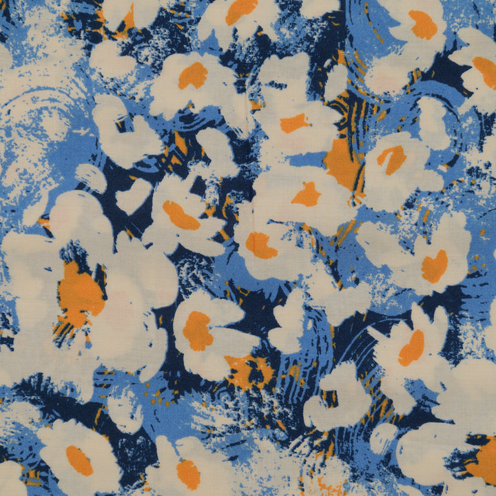 Wiskoza Drukowana Niebieska Florystyczna Esencja - Textil World