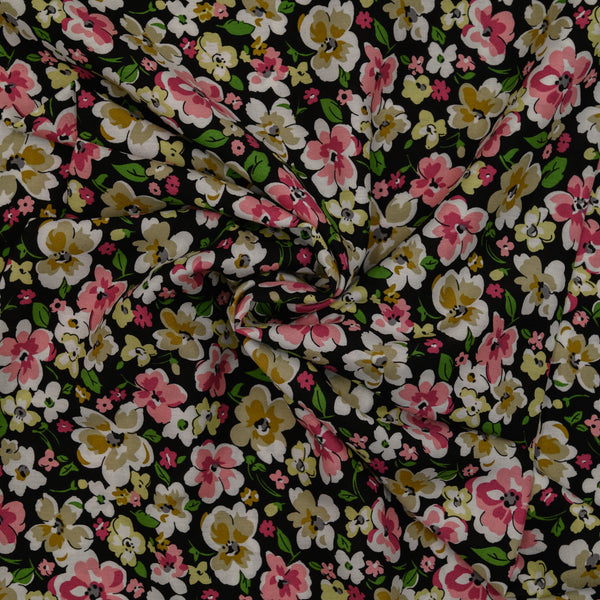 Wiskoza Drukowana Nocny Ogród w Kwiatach - Textil World