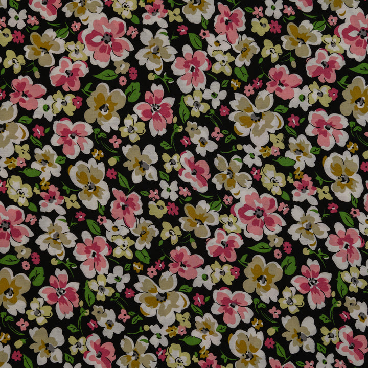 Wiskoza Drukowana Nocny Ogród w Kwiatach - Textil World