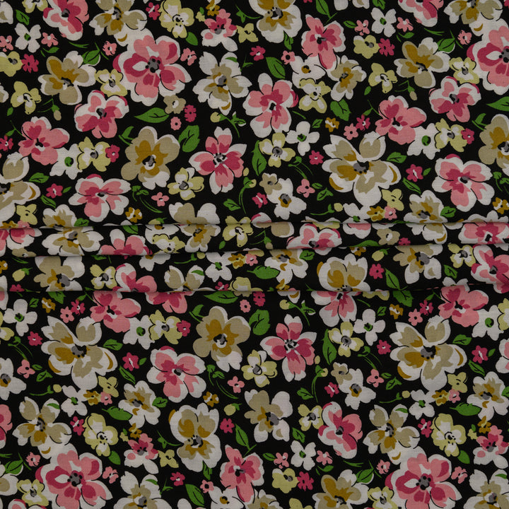 Wiskoza Drukowana Nocny Ogród w Kwiatach - Textil World