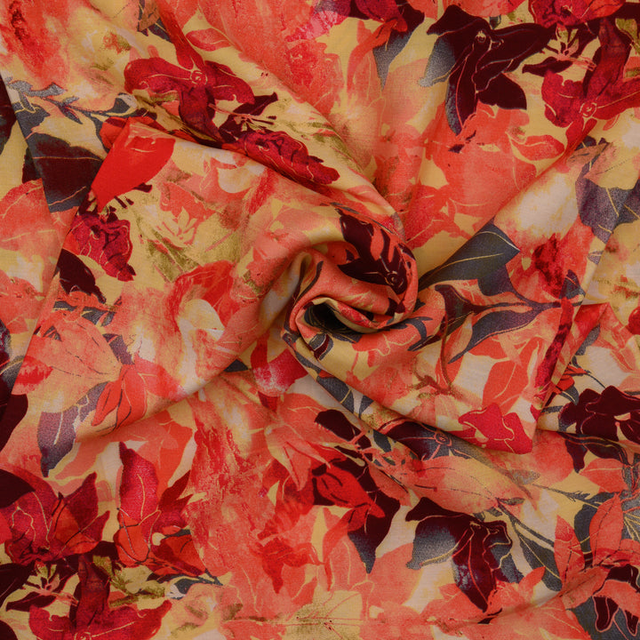 Wiskoza Drukowana Ognisty Listowie - Textil World