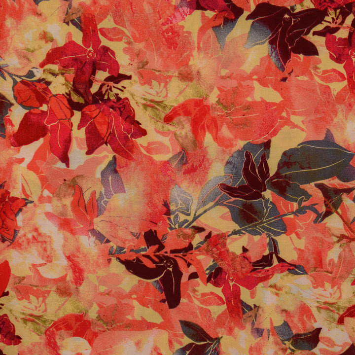 Wiskoza Drukowana Ognisty Listowie - Textil World