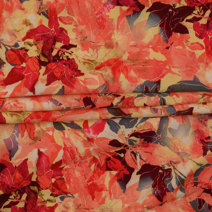 Wiskoza Drukowana Ognisty Listowie - Textil World